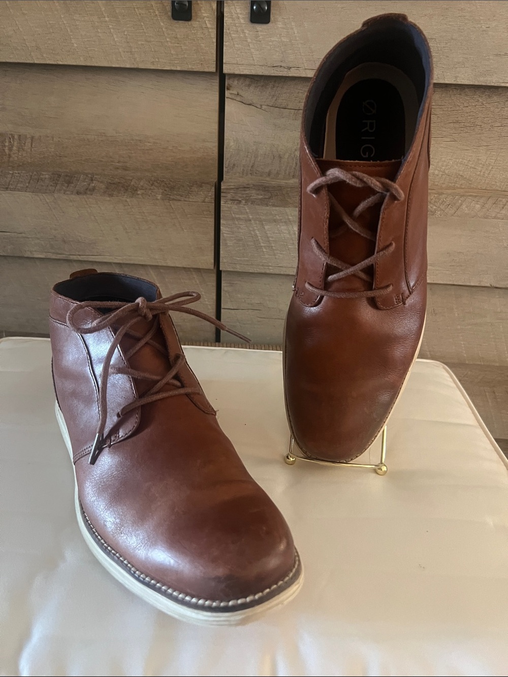Cole Haan Grand.OS Mens 10.5 M Brown Leather Chukka Boots Lace Up Casual Shoes